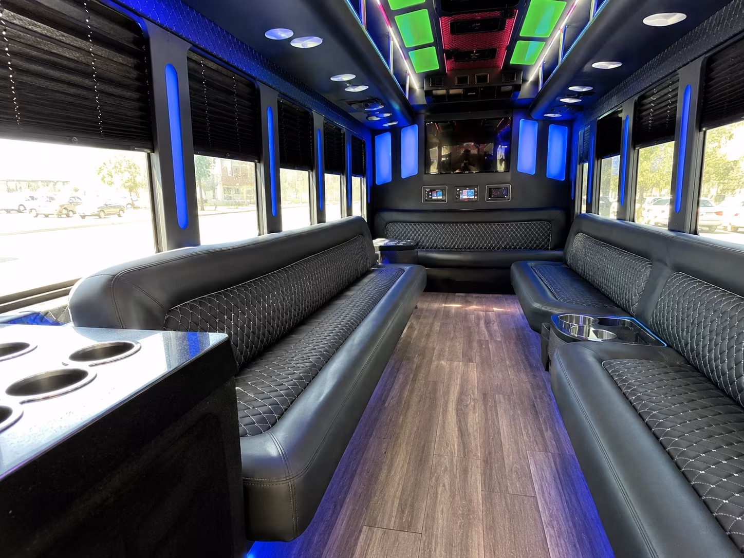 mission viejo 15 passenger party bus inside