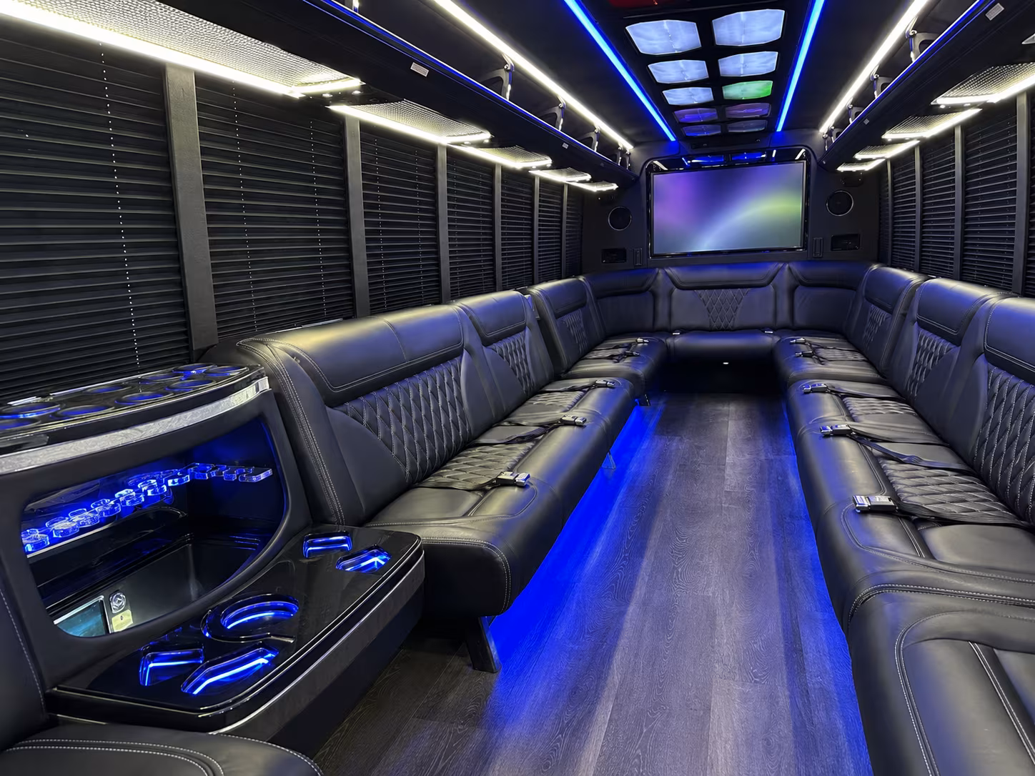 mission viejo 20 passenger party bus inside