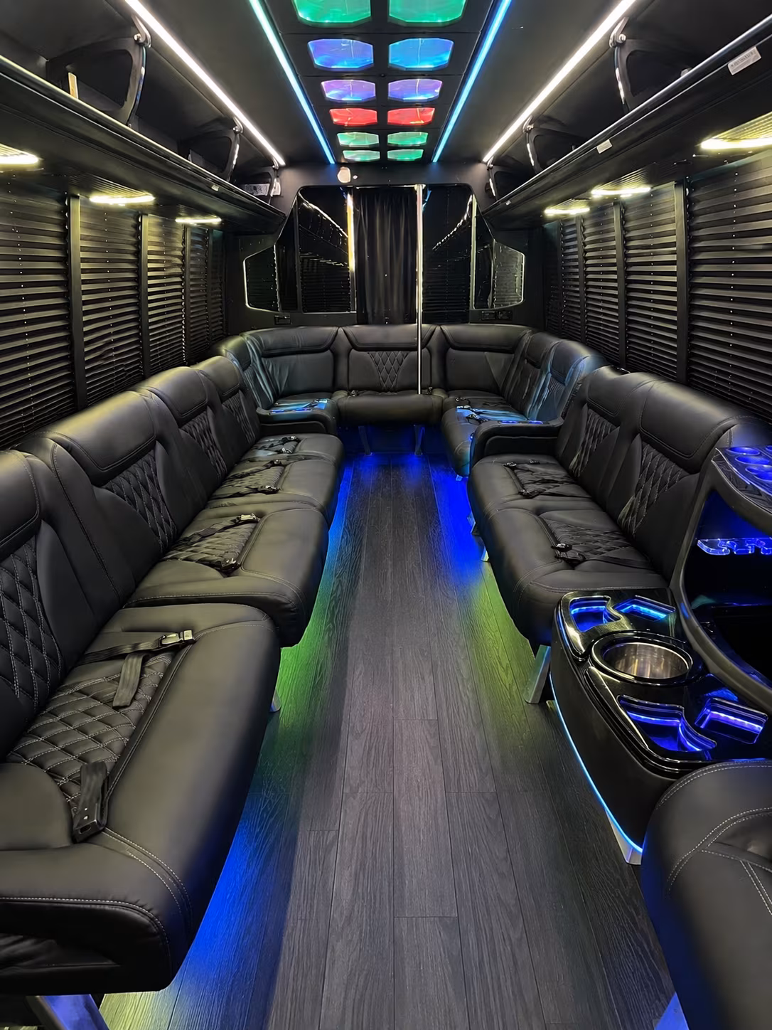 mission viejo 20 passenger party bus interior