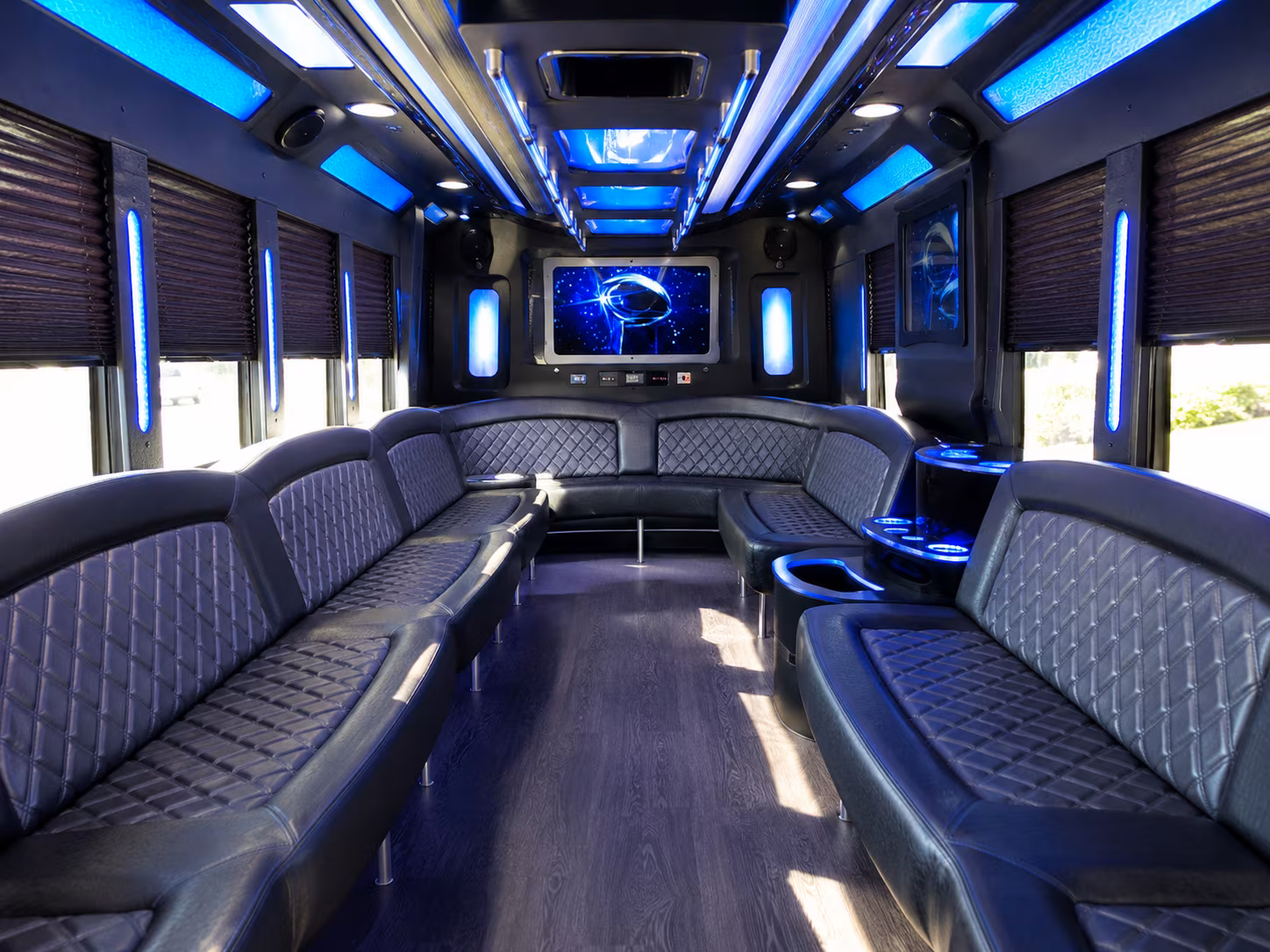 mission viejo 28 passenger party bus inside