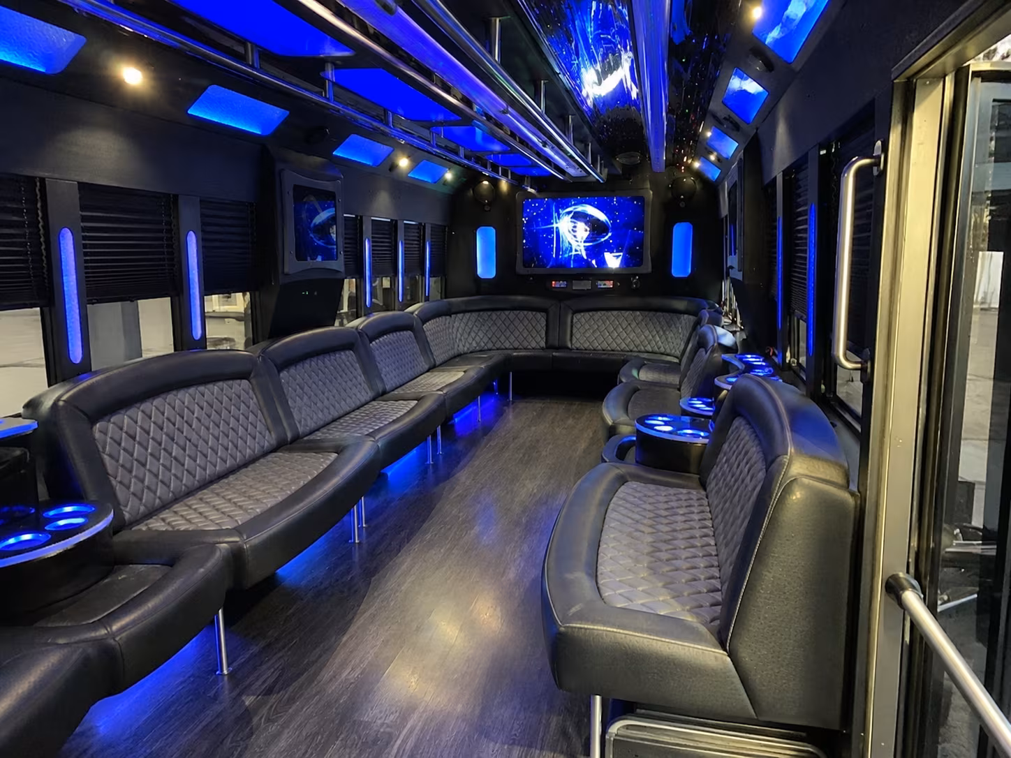 mission viejo 28 passenger party bus interior