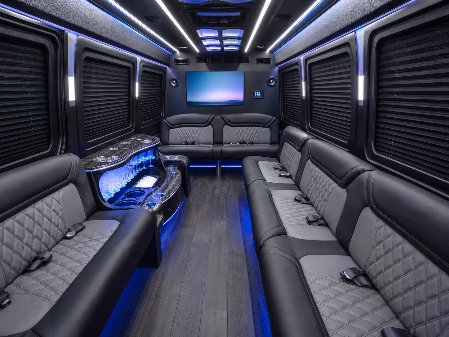 mission viejo 40 passenger party bus inside