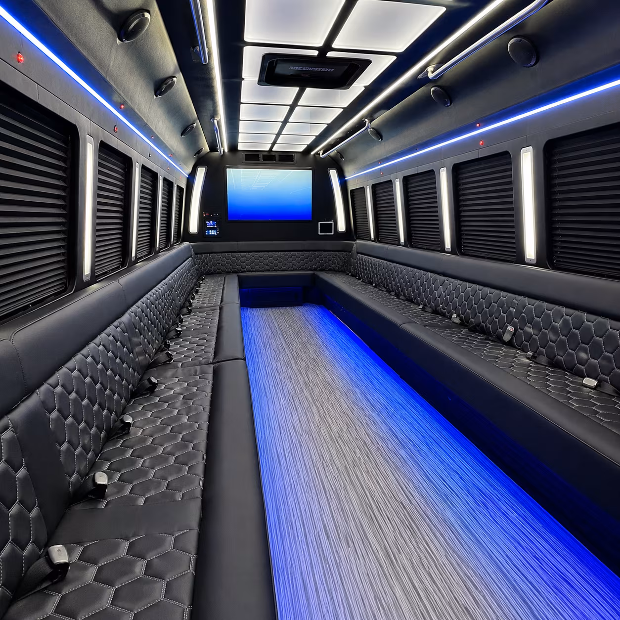 mission viejo 50 passenger party bus inside