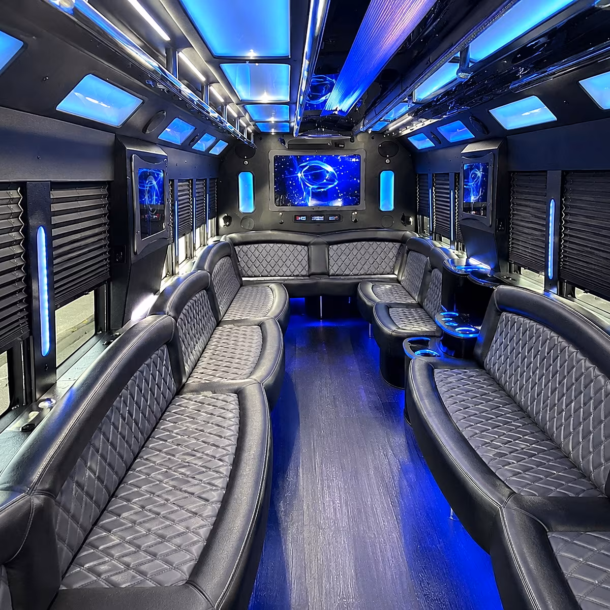 mission viejo 50 passenger party bus interior